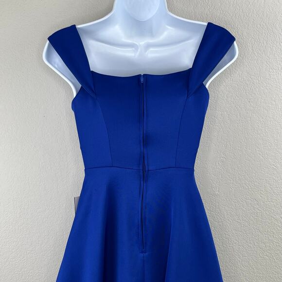 Teeze Me Royal Blue Off The Shoulder Pleated Fit & Flare Dress SM Junior 3 NWT - Picture 9 of 14